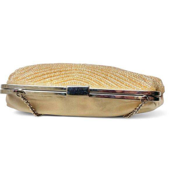 Bijoux Terner Pattern Bead Satin Kiss Lock Chain Clutch Purse - Picture 6 of 16